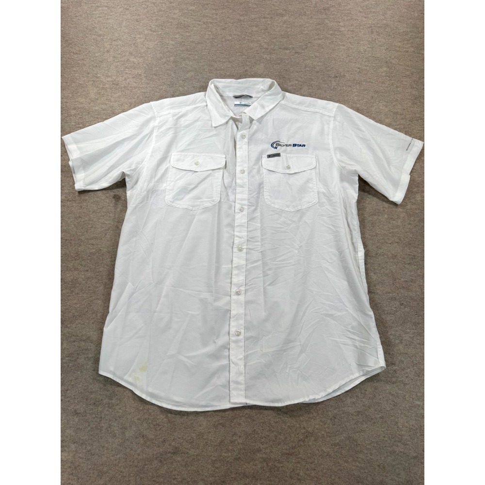Columbia Utilizer II Solid Short Sleeve Shirt Mens L White Omni Wick AM9136